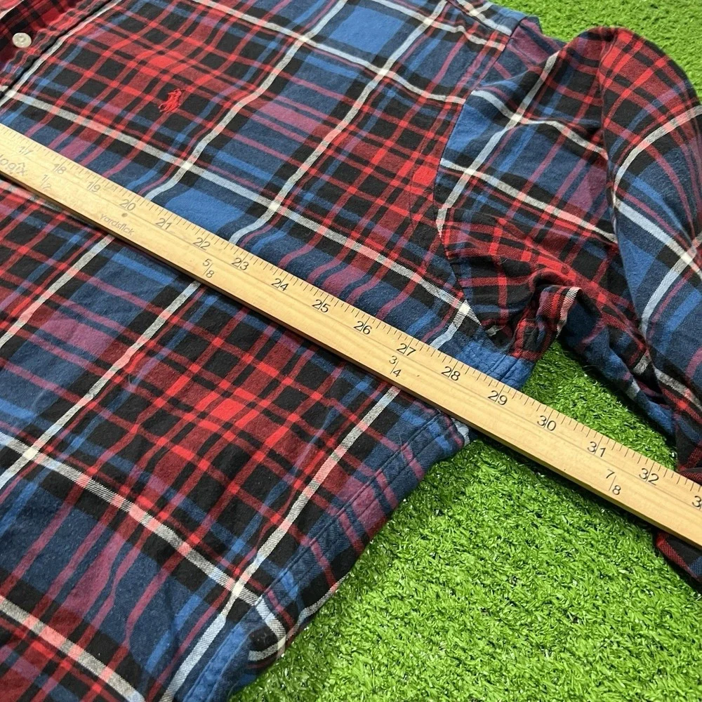 Vintage‎ Polo Ralph Lauren Flannel Shirt XL USA red White Blue Plaid 90s 